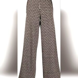 Pink wide leg pants by Costes Europe Women's XXL pink with black geo prints